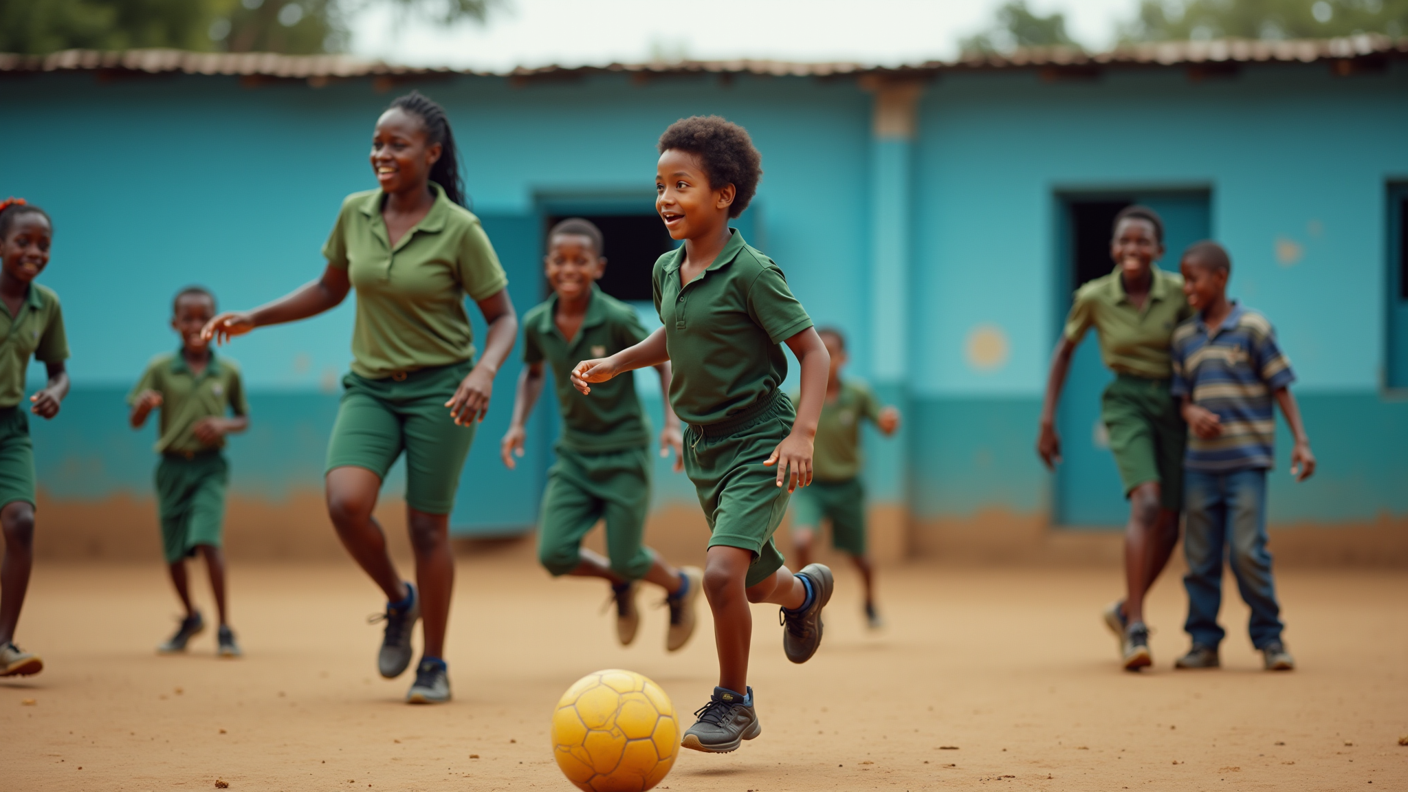 Children running happily